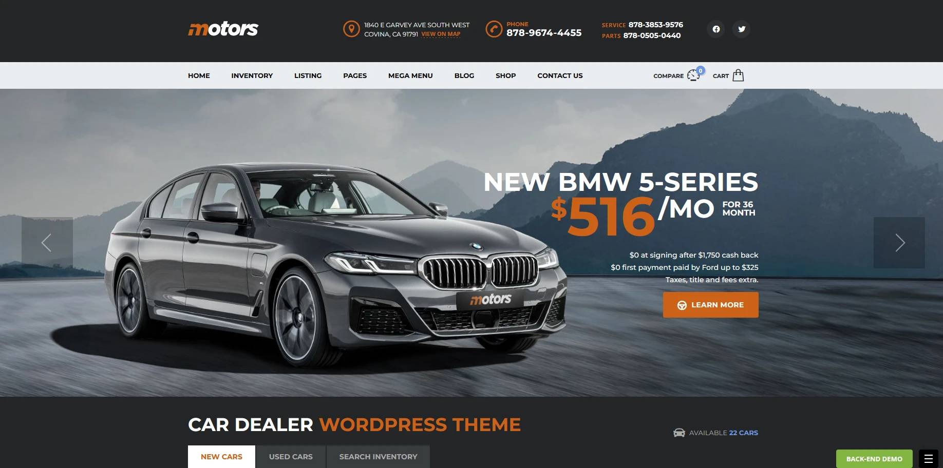 Motors - Automotive, Car Dealership, Car Rental, Auto, Classified Ads, Listing WordPress Theme